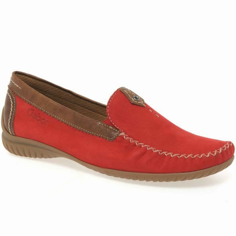 Gabor California Sportiga Loafers Dam Röda | FTY-639824