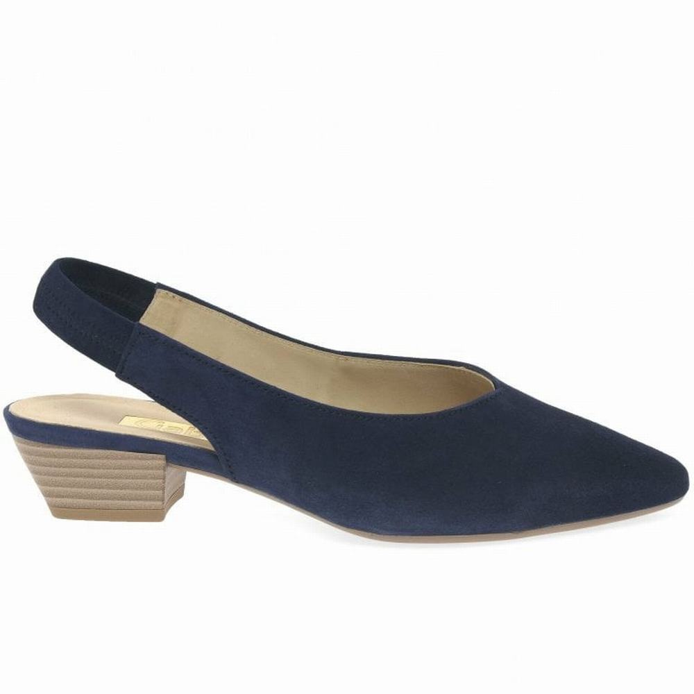 Gabor Heathcliff Slingback Court Sandaler Med Klack Dam Marinblå | EIK-465719