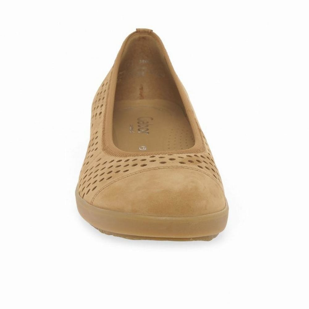 Gabor Pattie Punched Detail Ballerina Dam Khaki | HNI-954376