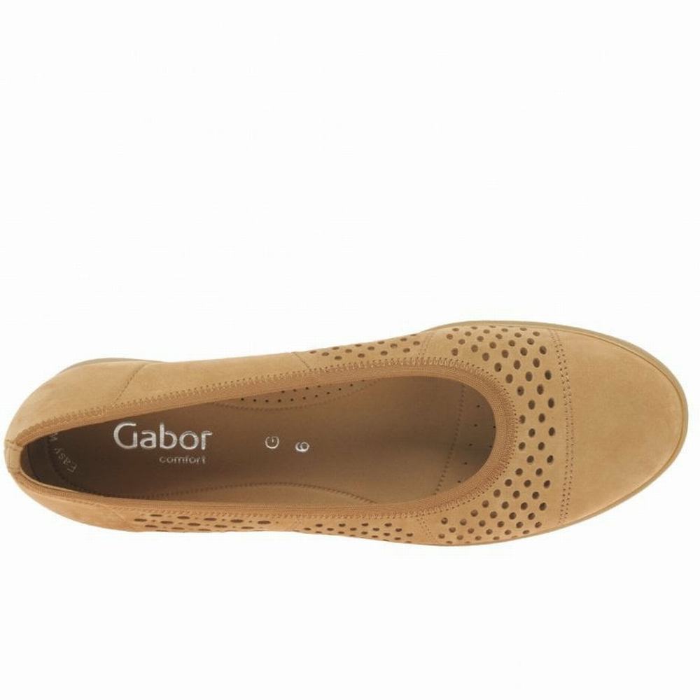 Gabor Pattie Punched Detail Ballerina Dam Khaki | HNI-954376